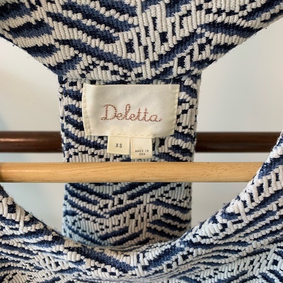 Deletta Anthropologie Edana Blue Ivory Textured Peplum Halter Racerback top - Picture 3 of 7